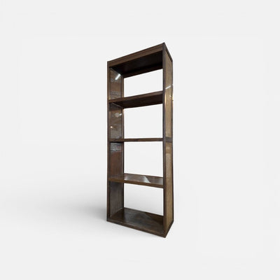 Mid Century Wicker Sides 4 Tier Bookshelves