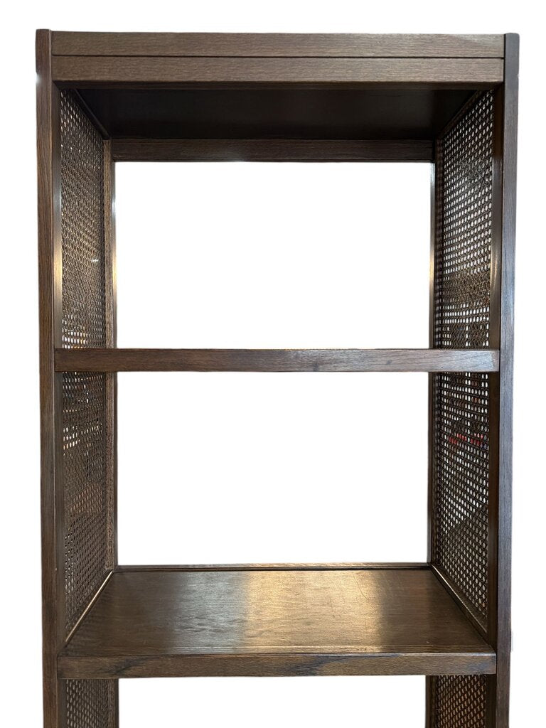 Mid Century Wicker Sides 4 Tier Bookshelves