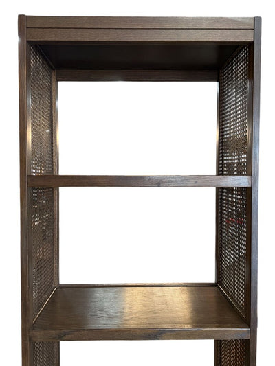 Mid Century Wicker Sides 4 Tier Bookshelves