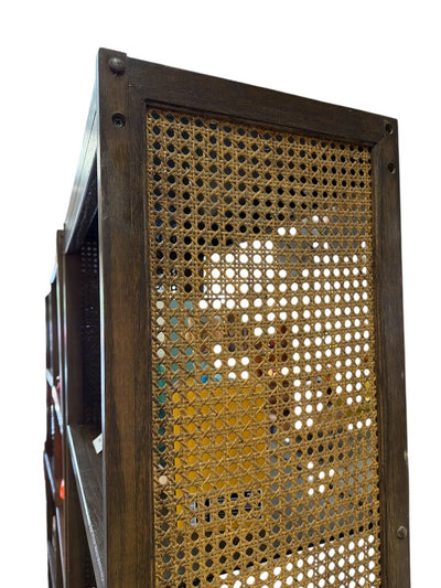 Mid Century Wicker Sides 4 Tier Bookshelves