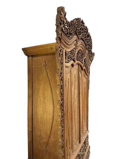Antique Indonesian Carved Wood Cabinet AS-IS