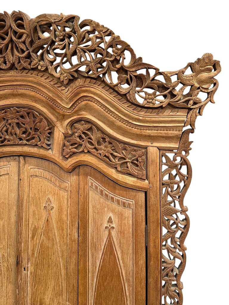 Antique Indonesian Carved Wood Cabinet AS-IS