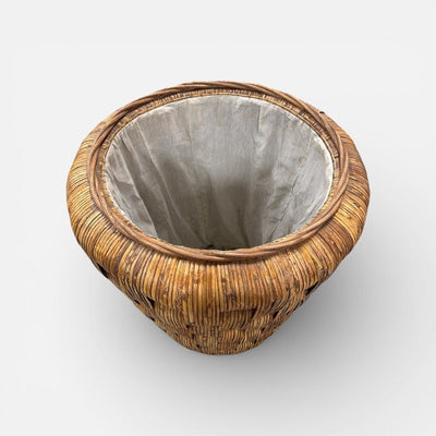 Large Woven Rattan Planter w/ Cloth Liner