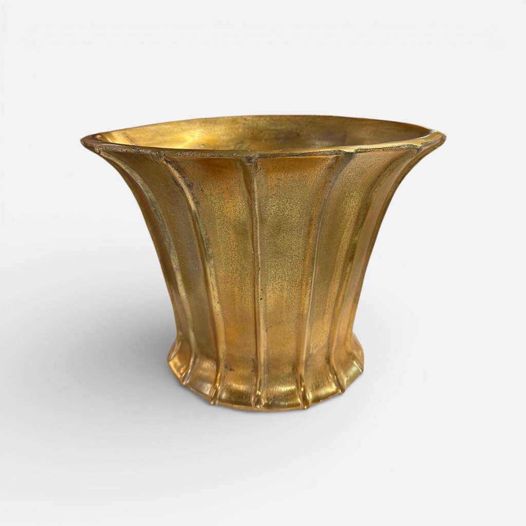 Antique Metal Gold Flowerpot Large