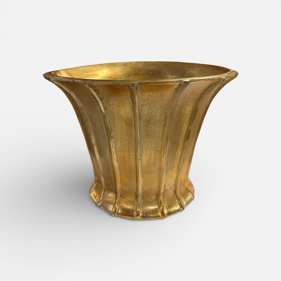 Antique Metal Gold Flowerpot Large
