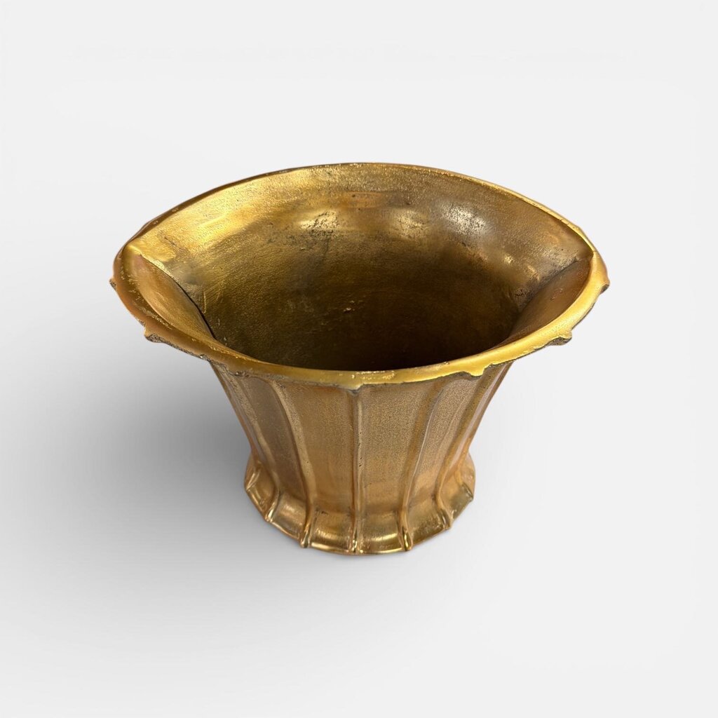 Antique Metal Gold Flowerpot Large