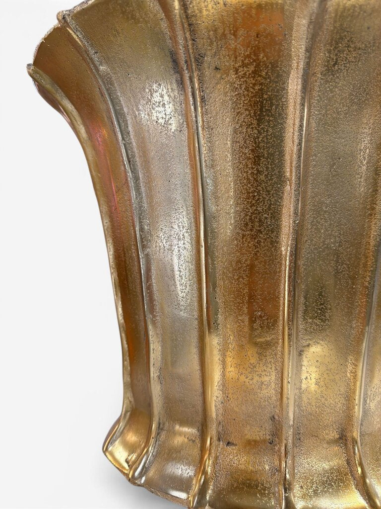 Antique Metal Gold Flowerpot Large