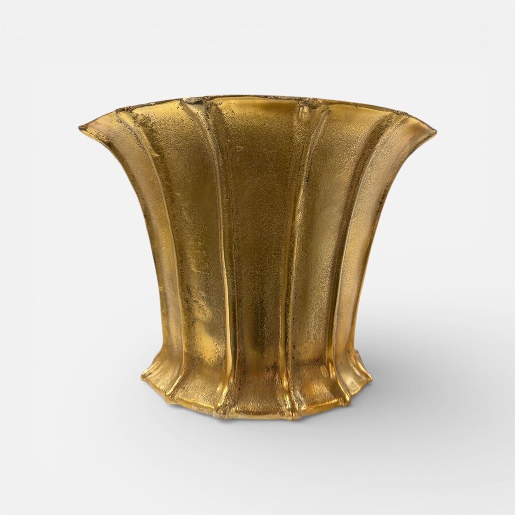 Antique Metal Gold Flowerpot Small