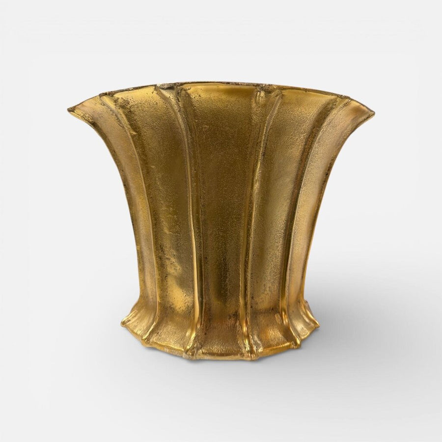 Antique Metal Gold Flowerpot Small