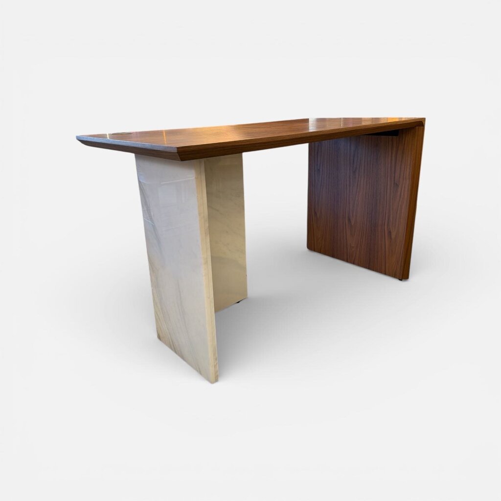 Contemporary Walnut Writing Desk with Marble Base