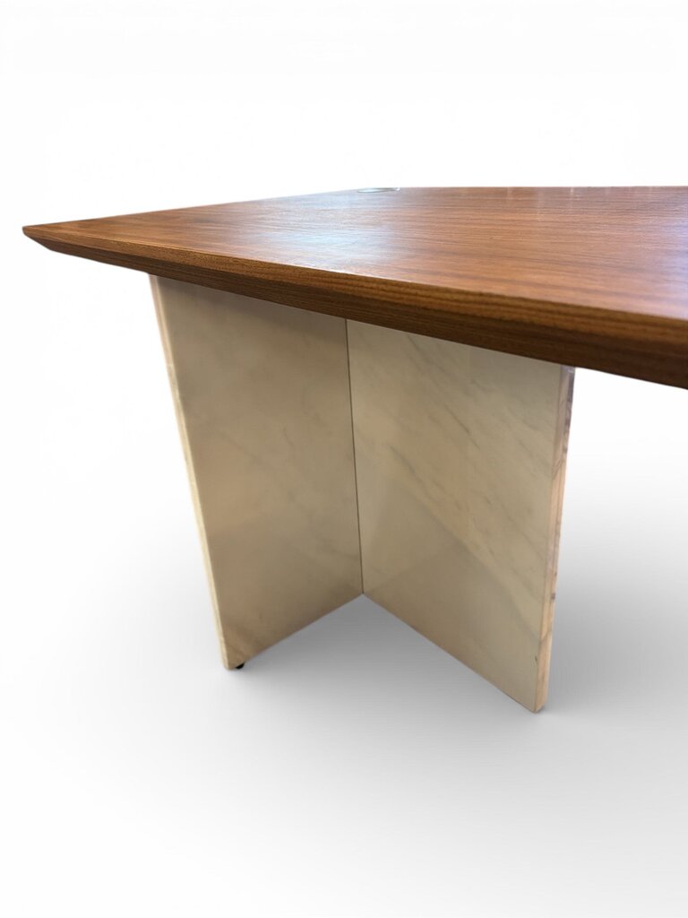 Contemporary Walnut Writing Desk with Marble Base