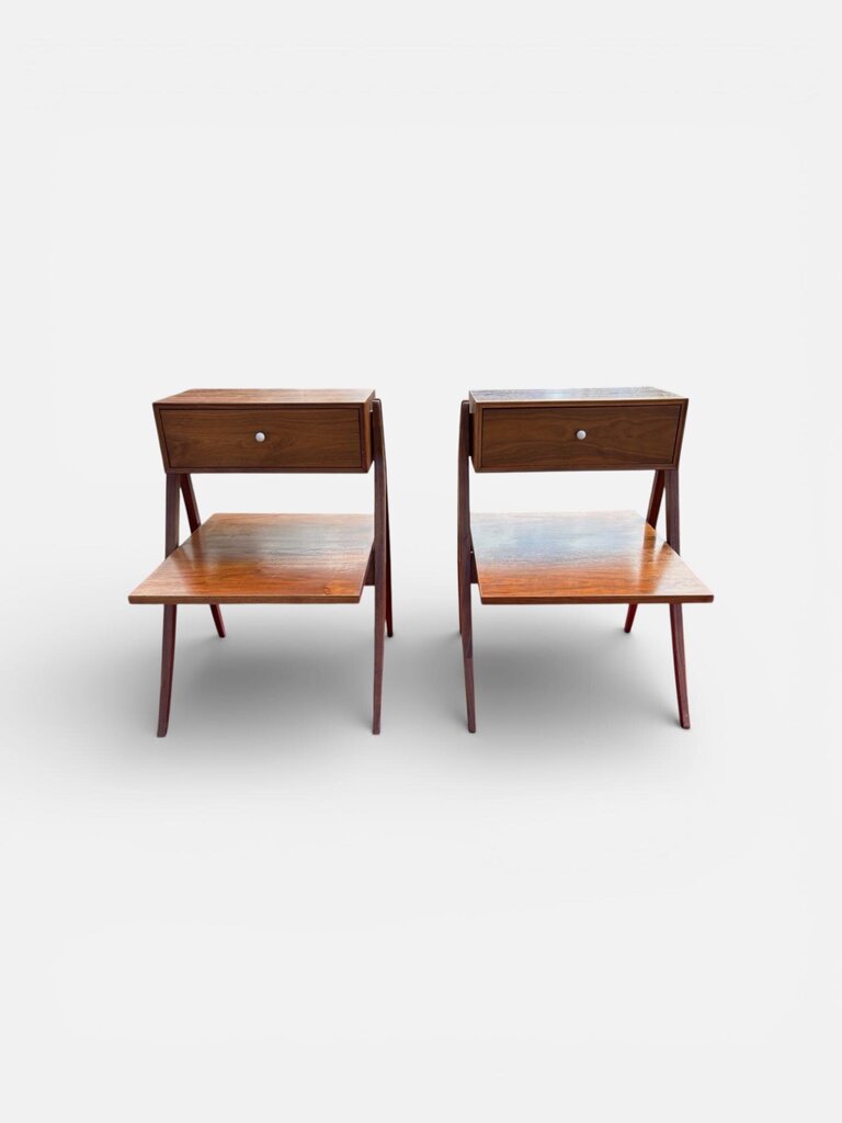 Drexel Kipp Stewart Pair of Mid Century Walnut Declaration Nightstands (Set of 2)