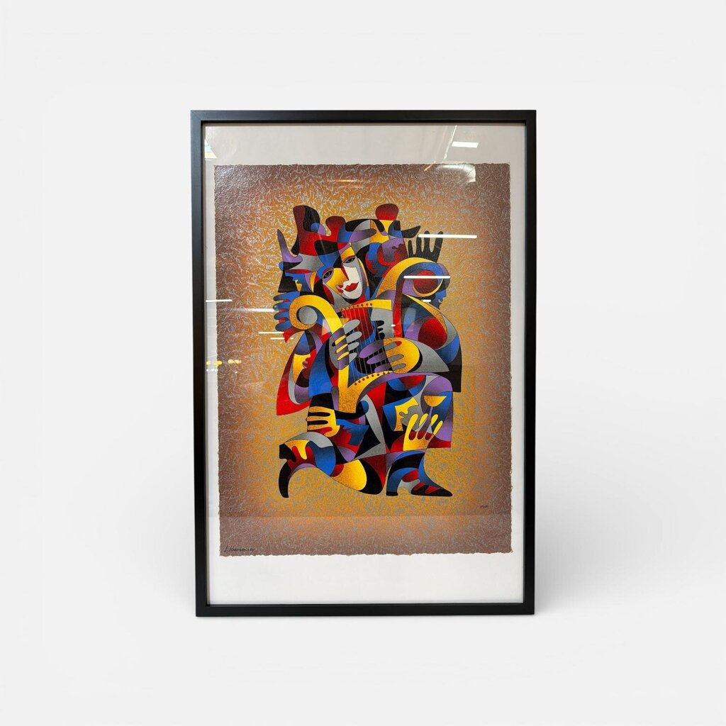 Harp Dream - Framed Limited Edition Serigraph by Ukrainian-American Artist Anatole Krasnyansky