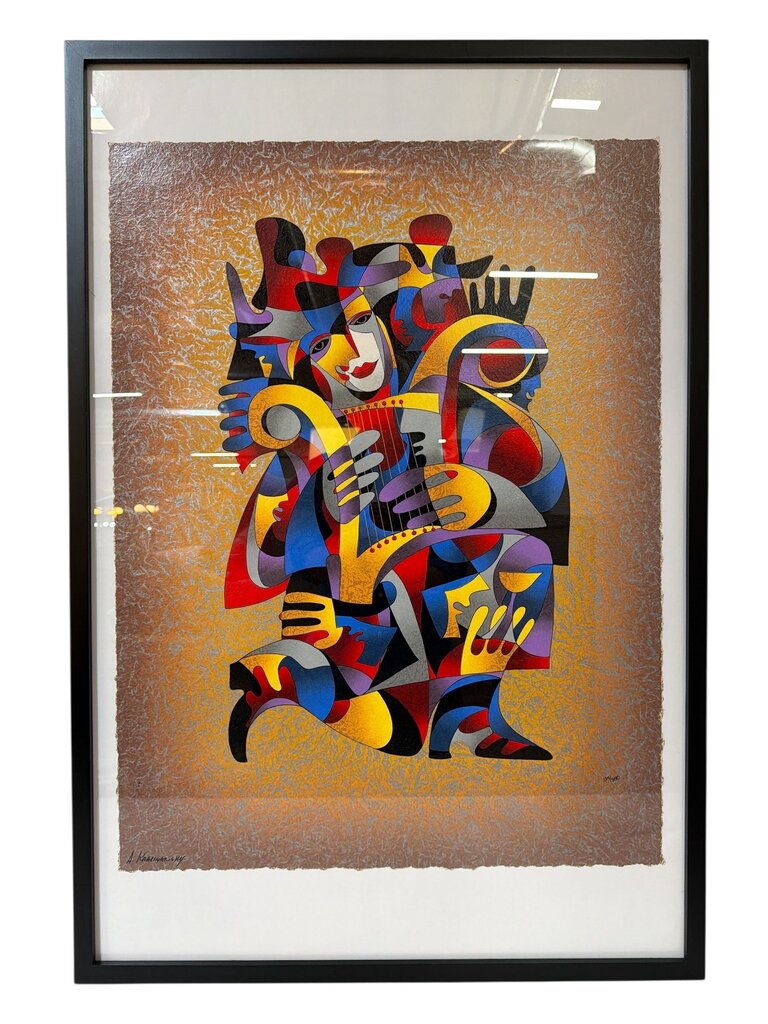 Harp Dream - Framed Limited Edition Serigraph by Ukrainian-American Artist Anatole Krasnyansky
