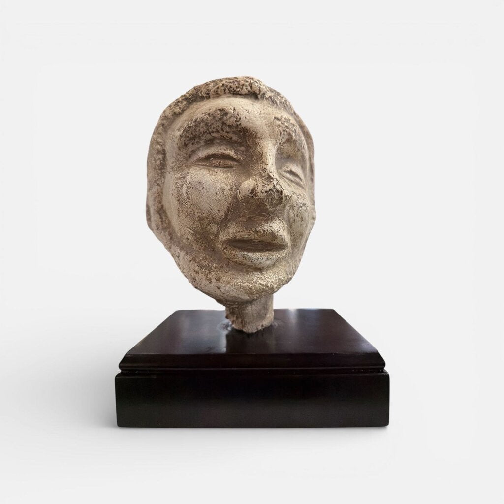 Sculptural Head on Wood Base