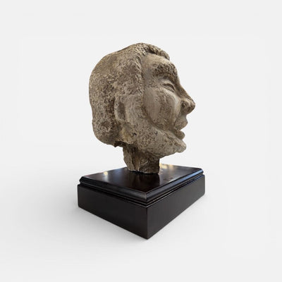 Sculptural Head on Wood Base