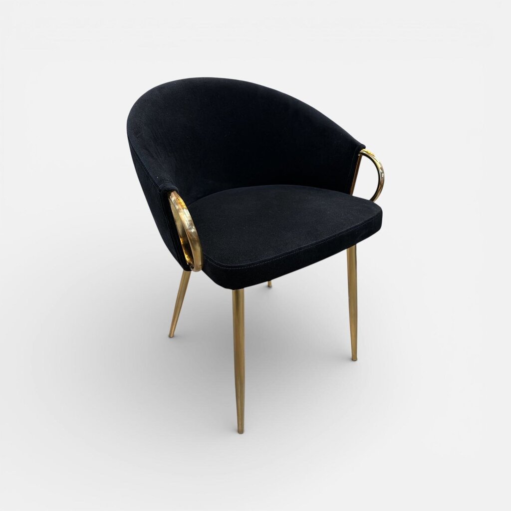 Set of Black Velvet Gilt Leg Dining Chairs (Set of 4)