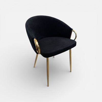 Set of Black Velvet Gilt Leg Dining Chairs (Set of 4)