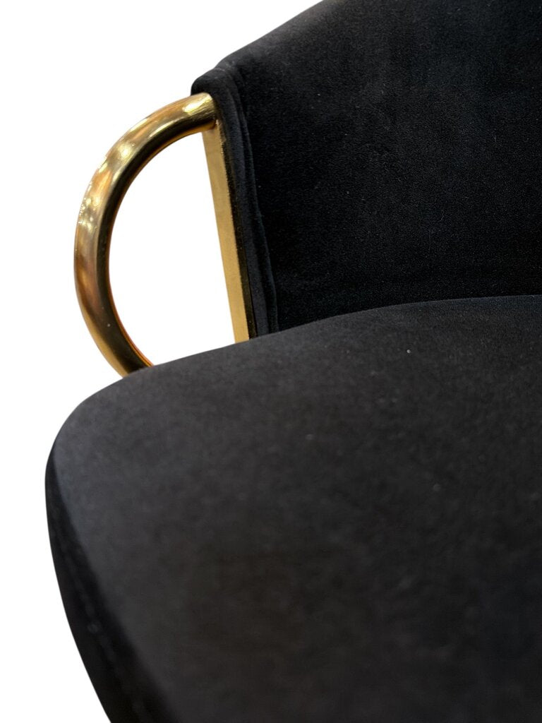 Set of Black Velvet Gilt Leg Dining Chairs (Set of 4)