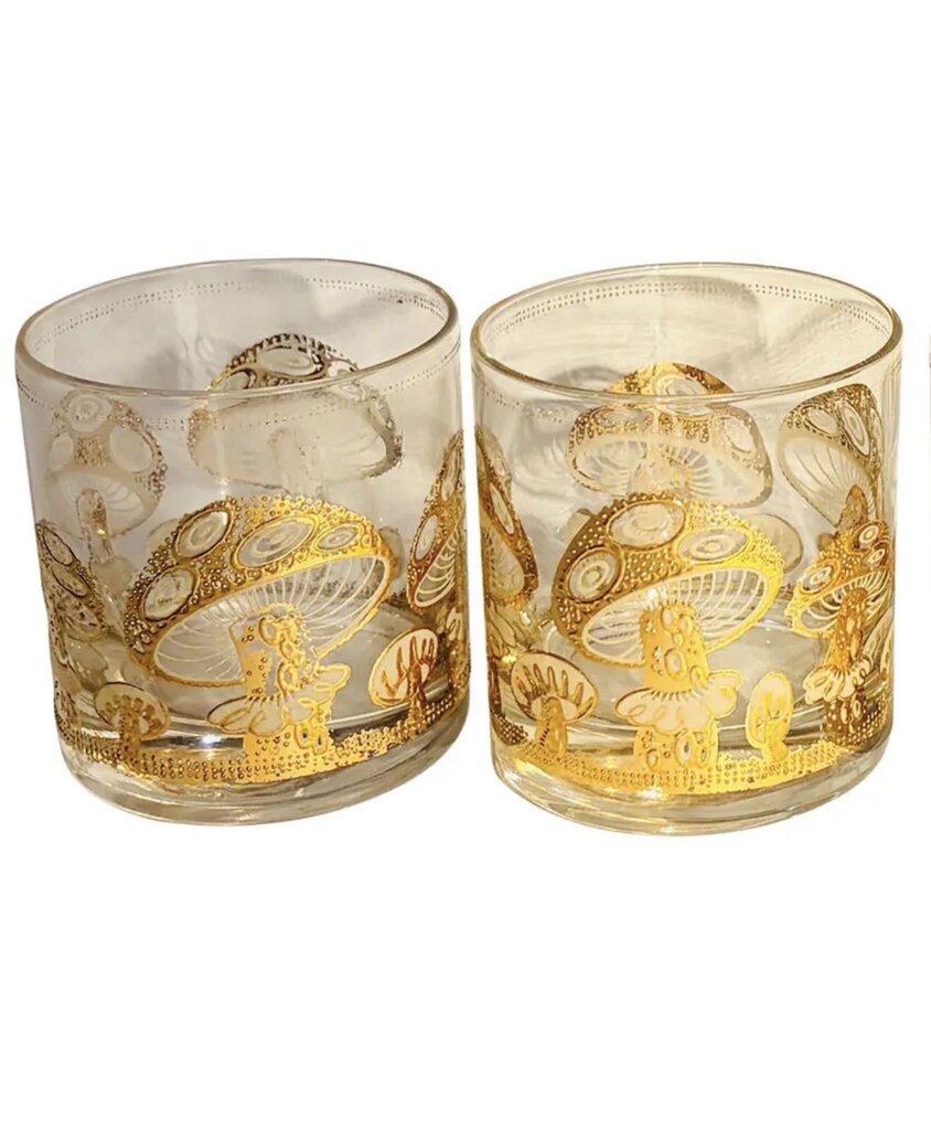 Mid Century Culver 22K Gold Mushroom Cocktail Glass