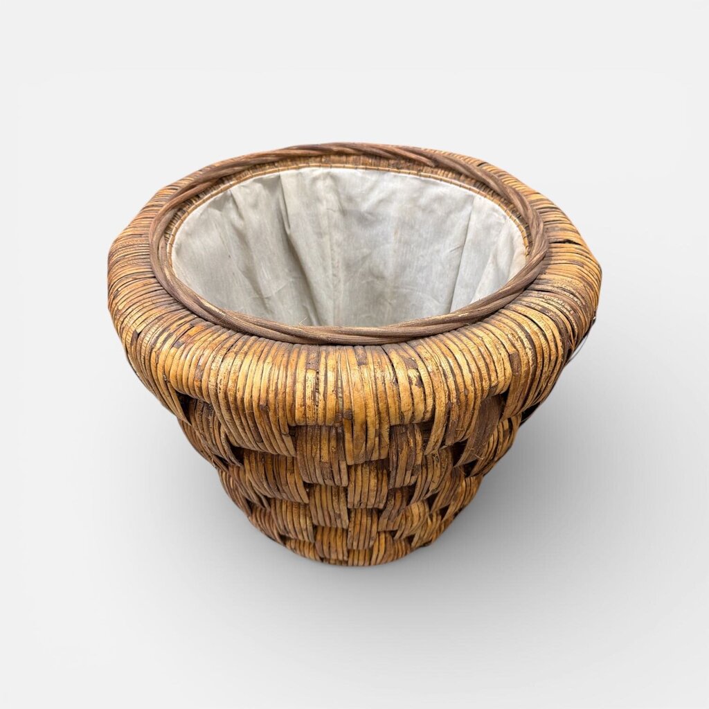 woven rattan planter Medium Woven Rattan Planter w/ Cloth Liner