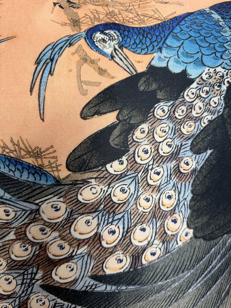 Poetry Lane Peacock Pillow BLUE (Down and Feather Fill)