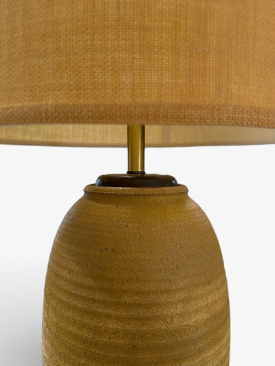 Bob Kinzie CA Studio Pottery Lamp with Burlap Shade