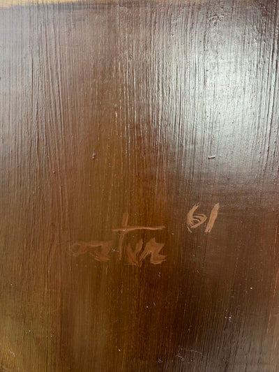 Mid Century Abstract Oil on Masonite ca1950's by William H Foster a Professor at Lock Haven State University, Pennsylvania