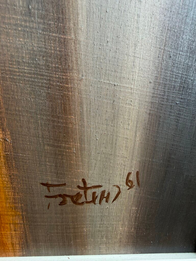 Mid Century Abstract Oil on Masonite ca1950's by William H Foster a Professor at Lock Haven State University, Pennsylvania