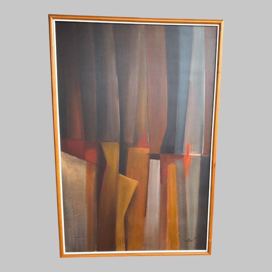 Mid Century Abstract Oil on Masonite ca1950's by William H Foster a Professor at Lock Haven State University, Pennsylvania