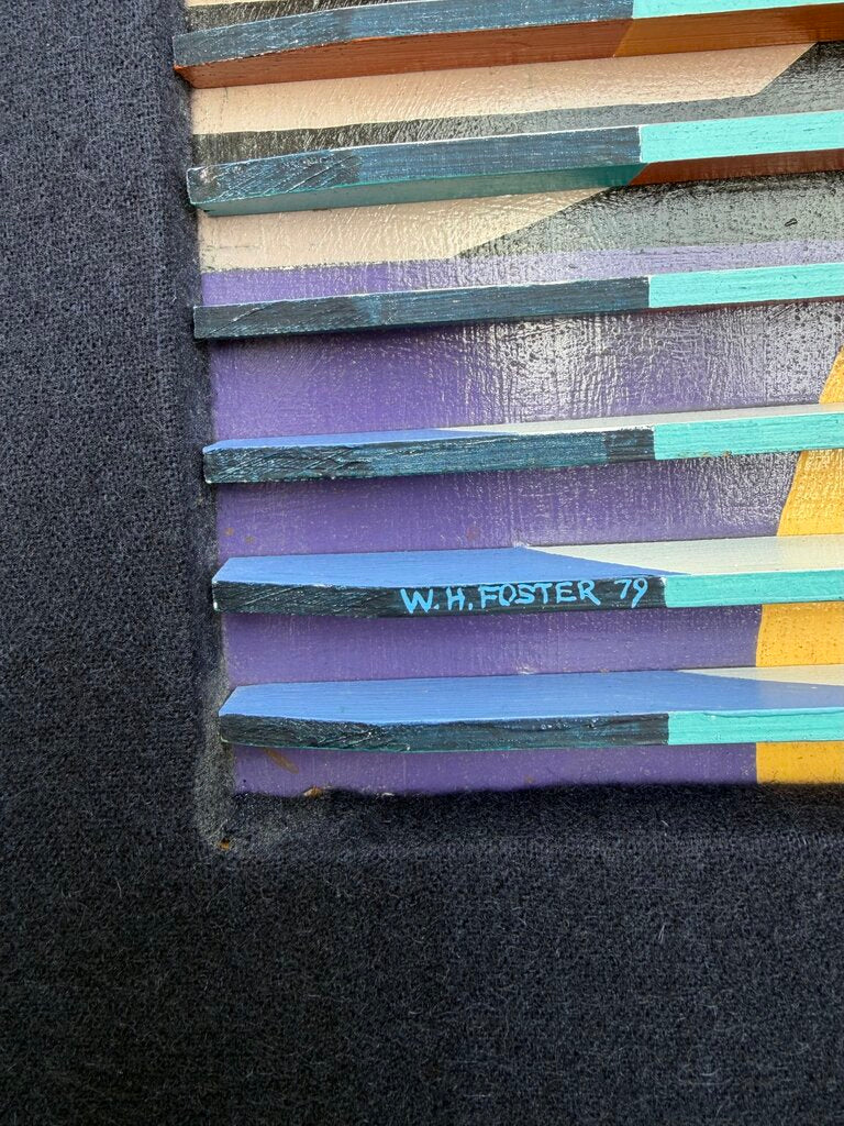 Mid Century Slattted Kinetic Op-Art Relief by William H Foster a Professor at Lock Haven State University, Pennsylvania