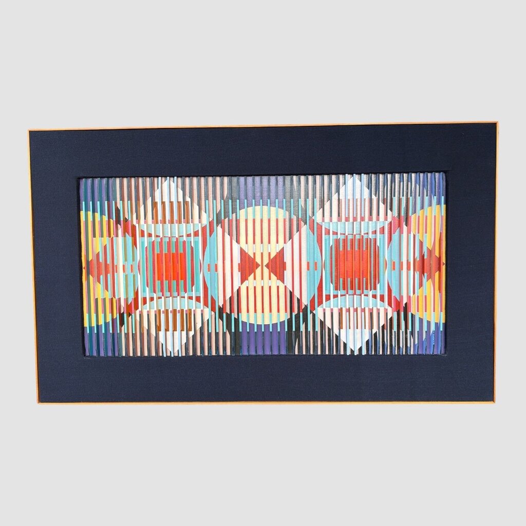 Mid Century Slattted Kinetic Op-Art Relief by William H Foster a Professor at Lock Haven State University, Pennsylvania