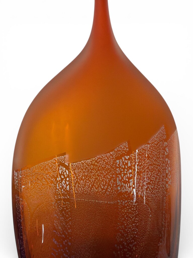 Exceptional French 2020's Orange Purple Art Glass Sculture - Artist Signed