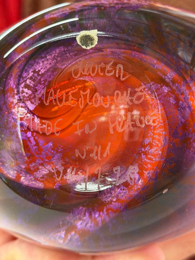 Exceptional French 2020's Orange Purple Art Glass Sculture - Artist Signed