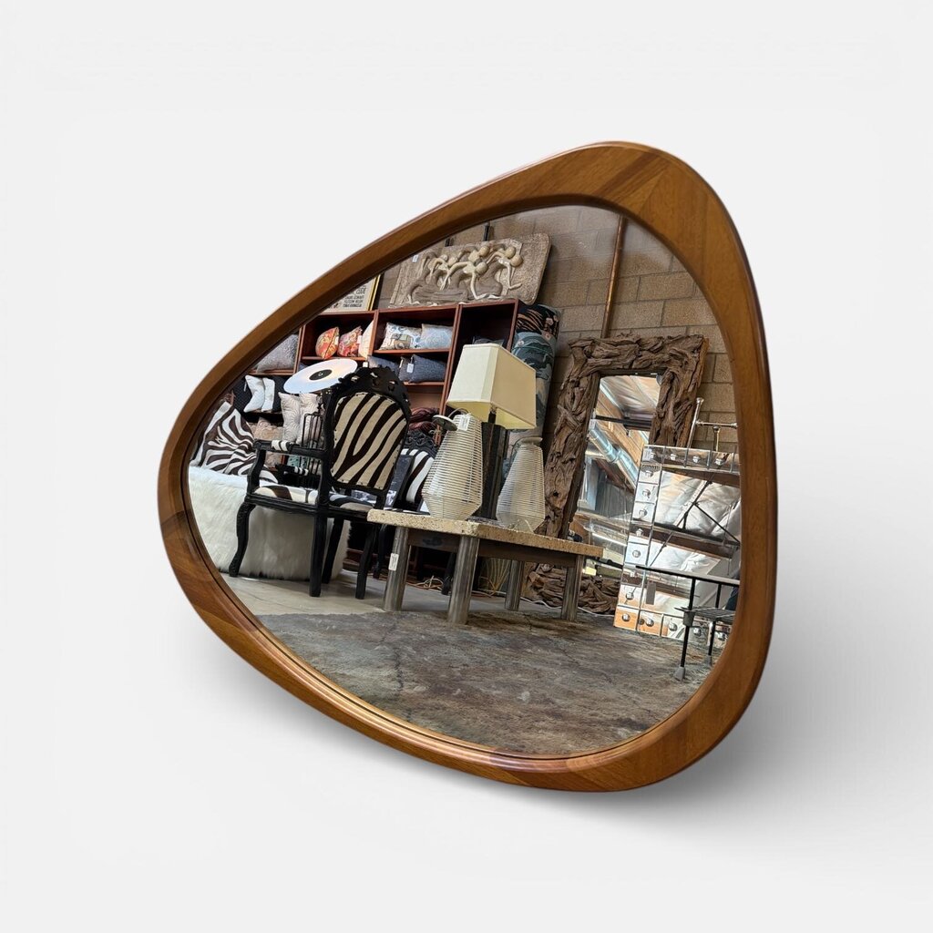 Williams Sonoma Home Kidney Shape Walnut Mid Century Moderne Mirror