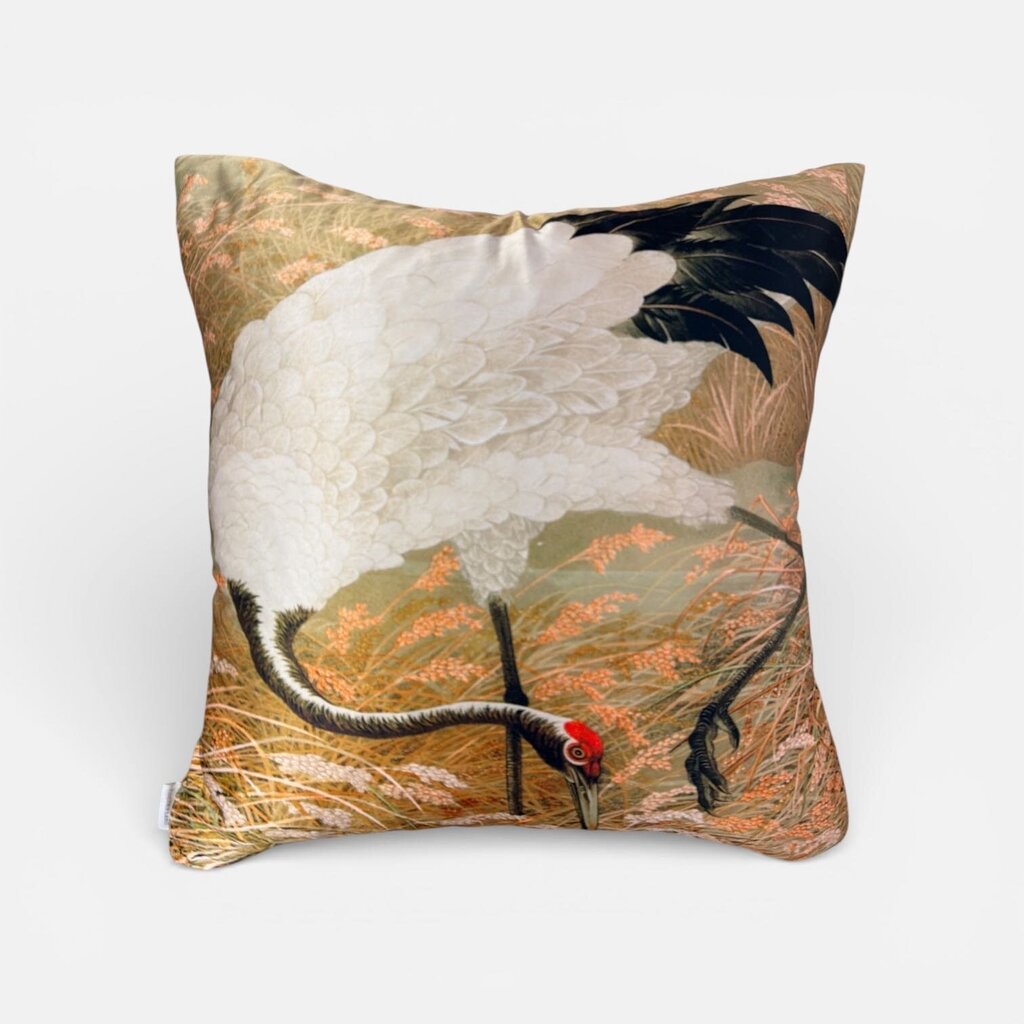 Poetry Lane Peacock Pillow (Down and Feather Fill) - WHITE