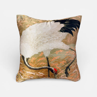 Poetry Lane Peacock Pillow (Down and Feather Fill) - WHITE