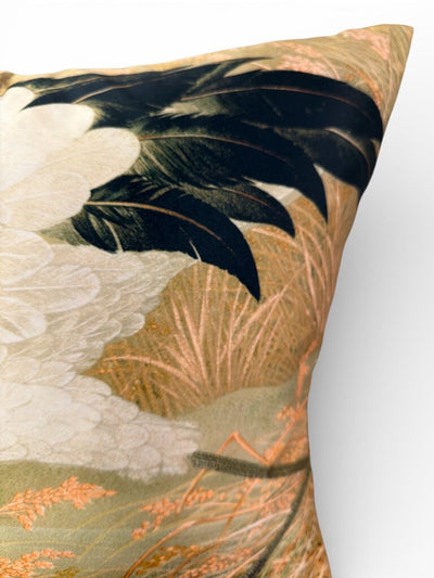 Poetry Lane Peacock Pillow (Down and Feather Fill) - WHITE