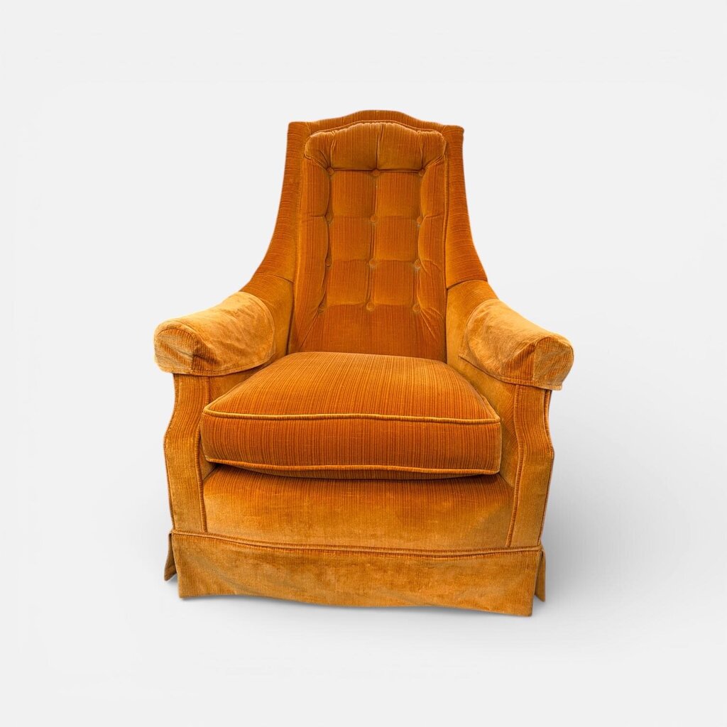 Mid Century Orange Corduroy Rocking & Swivel Club Chair