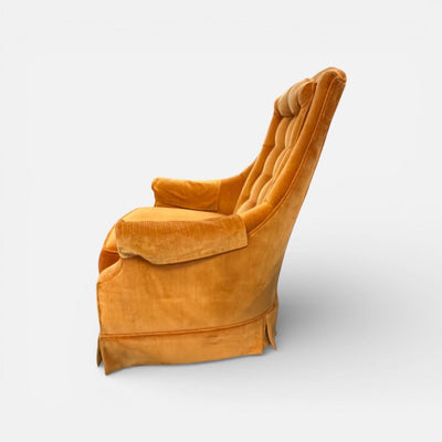 Mid Century Orange Corduroy Rocking & Swivel Club Chair
