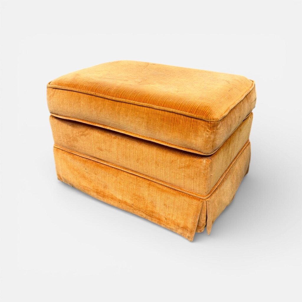 Mid Century Orange Corduroy Ottoman