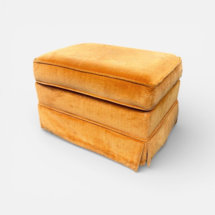 Mid Century Orange Corduroy Ottoman