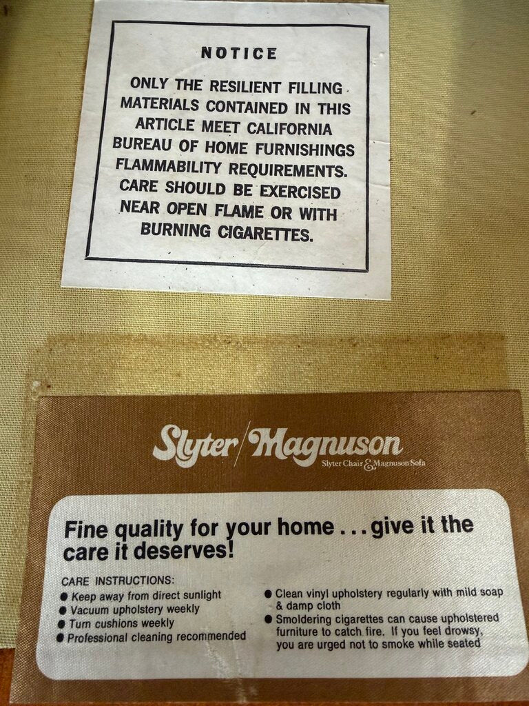 Mid Century Orange Corduroy Ottoman