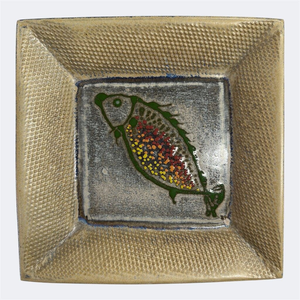Ceramic Italian Mid Century Modern Tray with Fused Fish Design