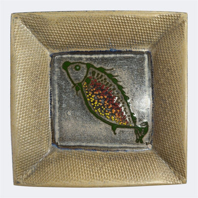 Ceramic Italian Mid Century Modern Tray with Fused Fish Design