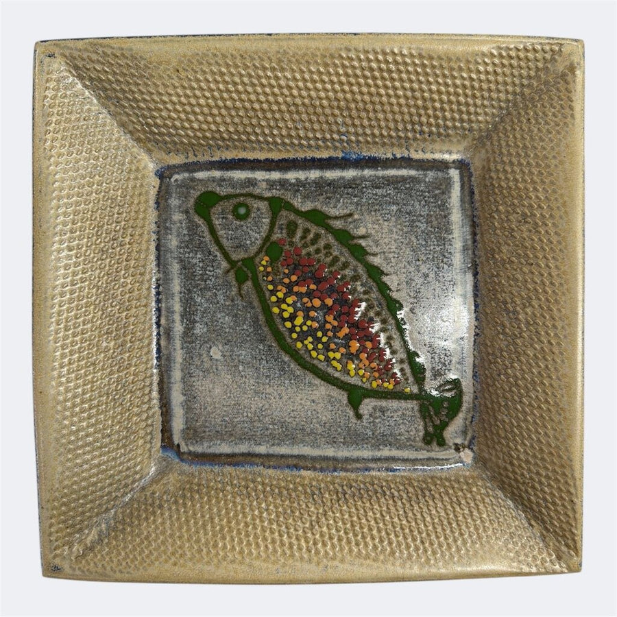Ceramic Italian Mid Century Modern Tray with Fused Fish Design