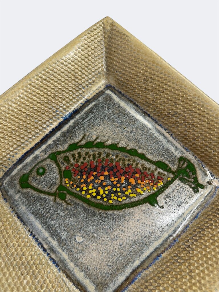 Ceramic Italian Mid Century Modern Tray with Fused Fish Design