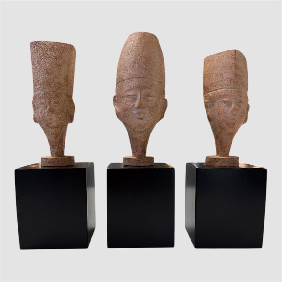Set of 3 ASIAN HEADS on Pedestal (Set of 3)