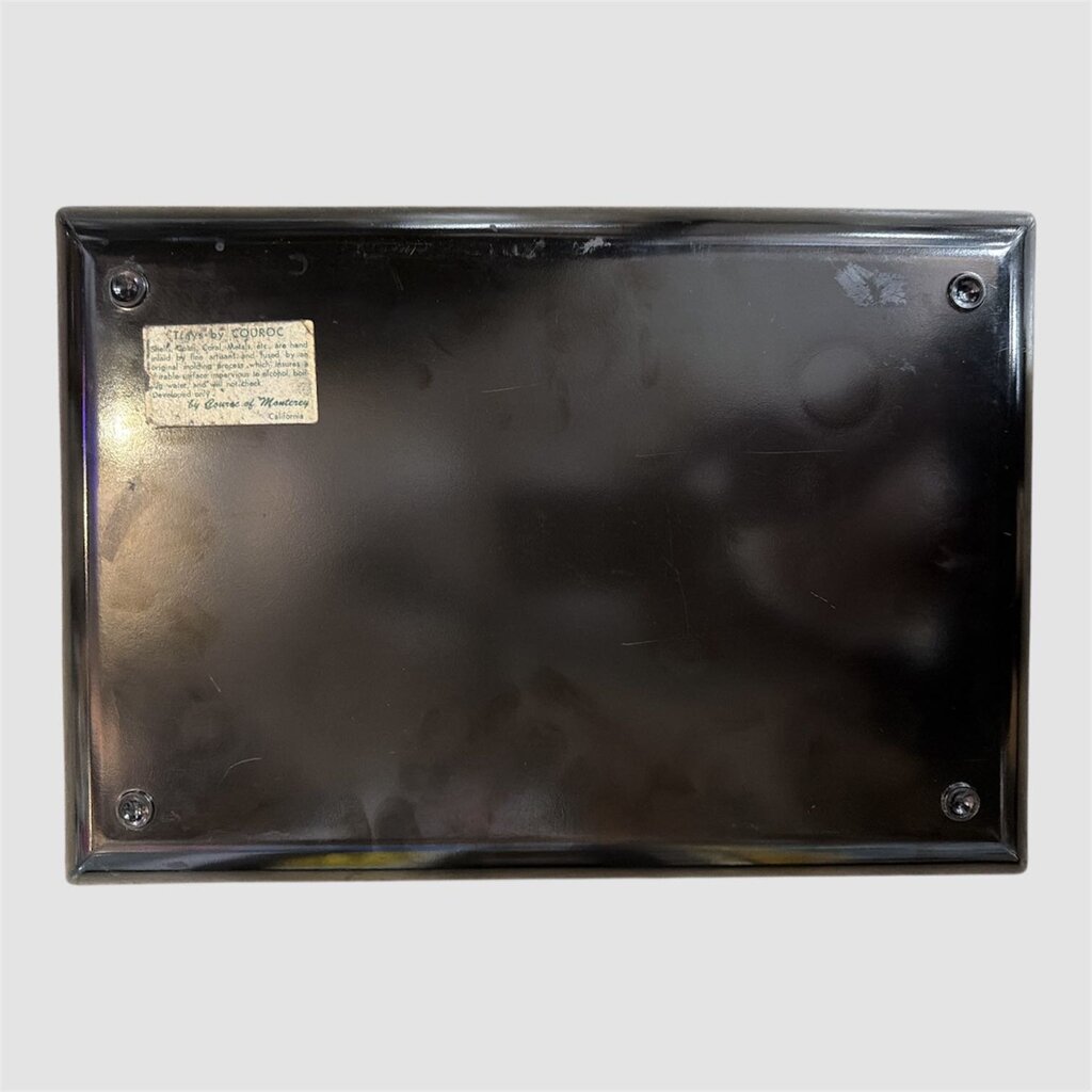 Mid Century Couroc of Monterey Bakelite Serving Tray w/ inlaid world coins