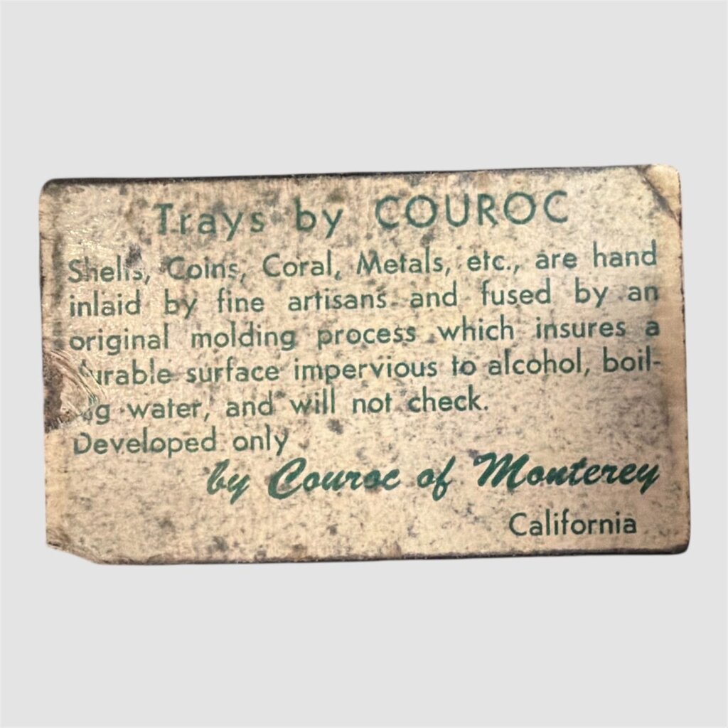 Mid Century Couroc of Monterey Bakelite Serving Tray w/ inlaid world coins